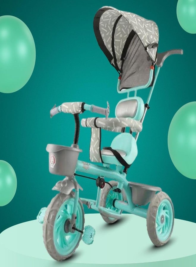 Maanit Kids Tricycle with Canopy, Dual Storage Basket & Parental Handle Control - Toddler Tricycle with Comfort Seat, Ages 1.5-5 Years - Baby Cycle with Easy Steering (Green) - Image 1